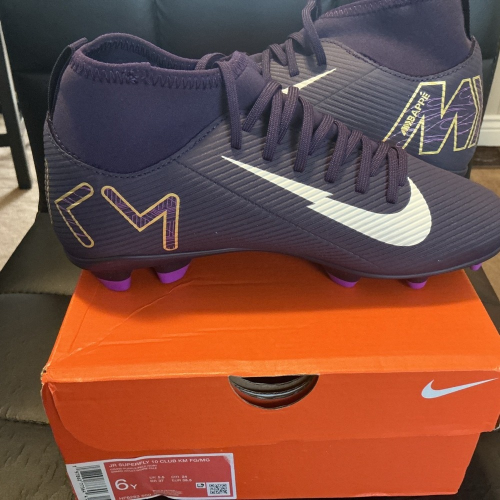 Nike Jr Superfly 10 Club KM FG/MG Soccer Cleats Plum Eclipse HF6283-200 Kids 6Y